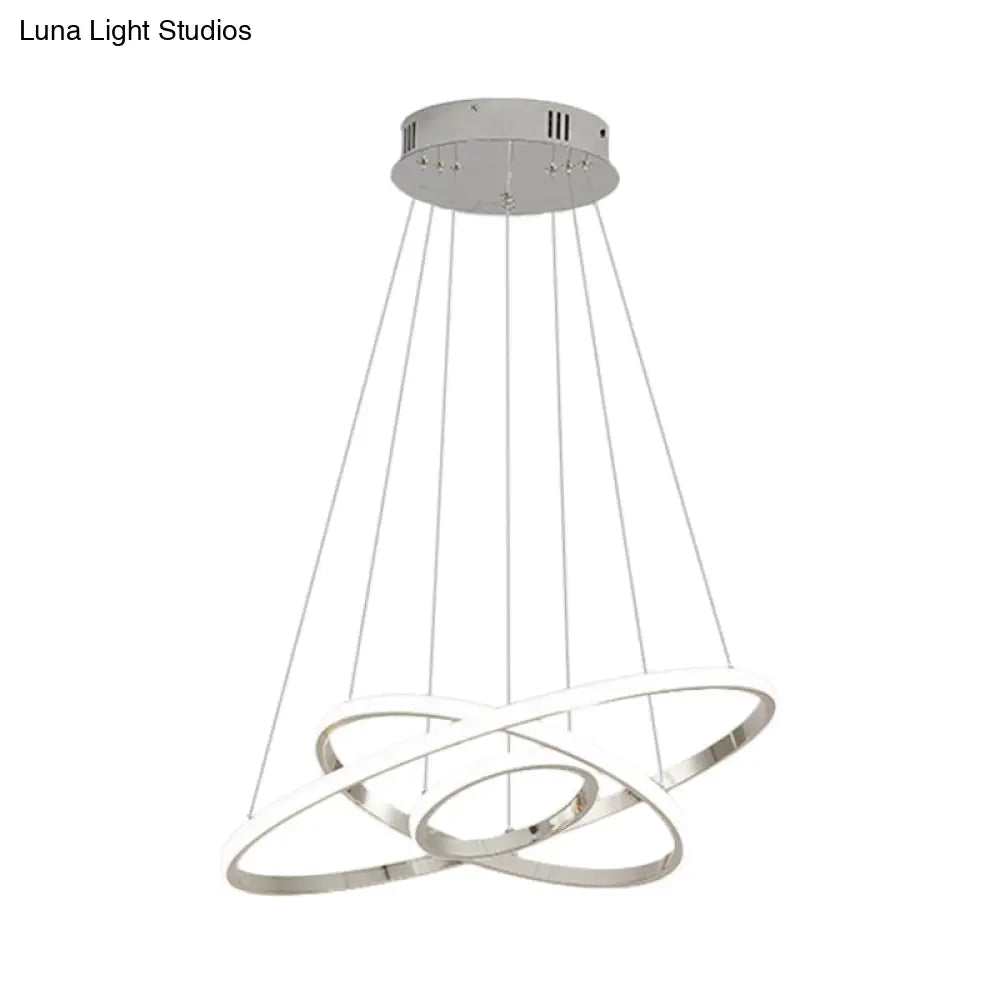 Modern Gold/Chrome Led Chandelier With Acrylic Ring Shade - Warm Light For Living Room