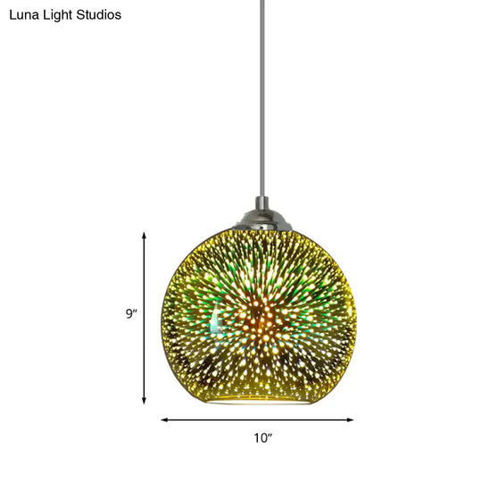 Modern Gold/Copper 3D Glass Globe Hanging Light Fixture - 1 Head Dining Room Pendant Lamp