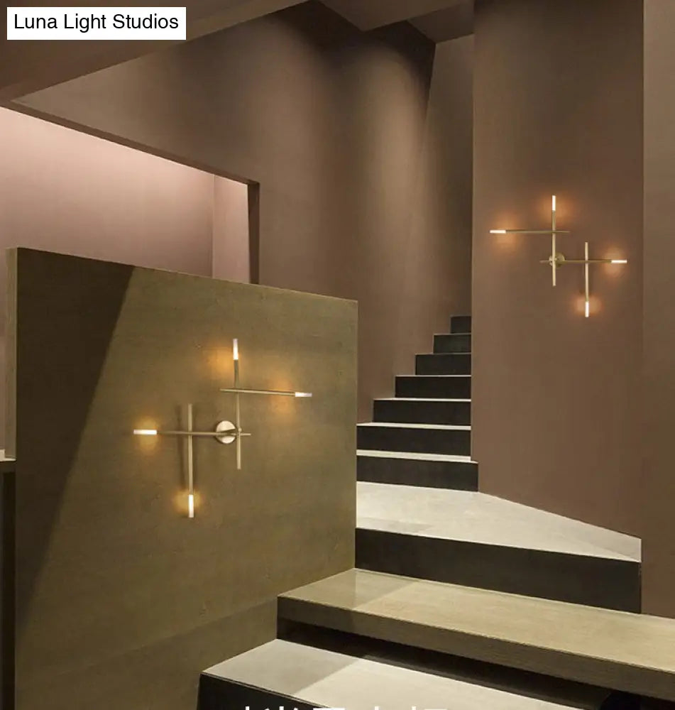 Modern Gold Crisscross Wall Mounted Sconce Light For Bedroom - Creative Simplicity