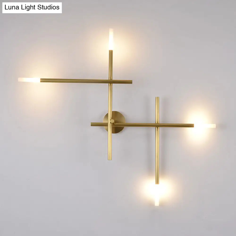 Modern Gold Crisscross Wall Mounted Sconce Light For Bedroom - Creative Simplicity