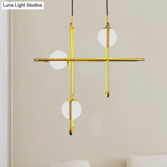 Modern Gold Crossed Rectangle Drop Chandelier - 2/3/4 Light Metal Pendant