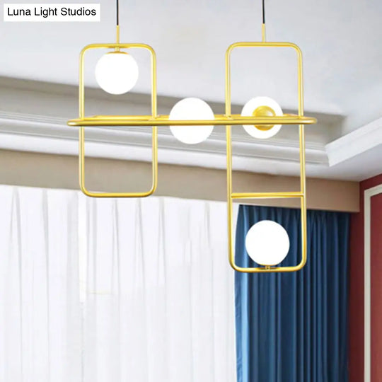 Modern Gold Crossed Rectangle Drop Chandelier - 2/3/4 Light Metal Pendant