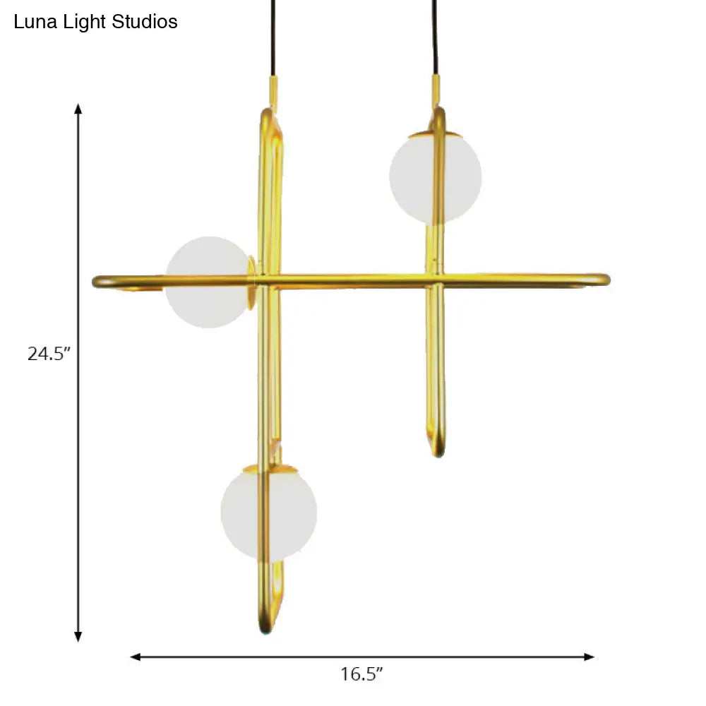 Modern Gold Crossed Rectangle Drop Chandelier - 2/3/4 Light Metal Pendant