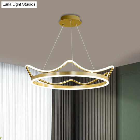 Modern Gold Crown Chandelier Led Pendant Light - 20.5/27.5 Dia Warm/White / 20.5 Warm