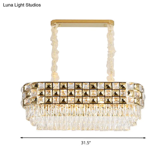 Modern Gold Crystal Chandelier - 10 Head Oval Suspension Light Fixture