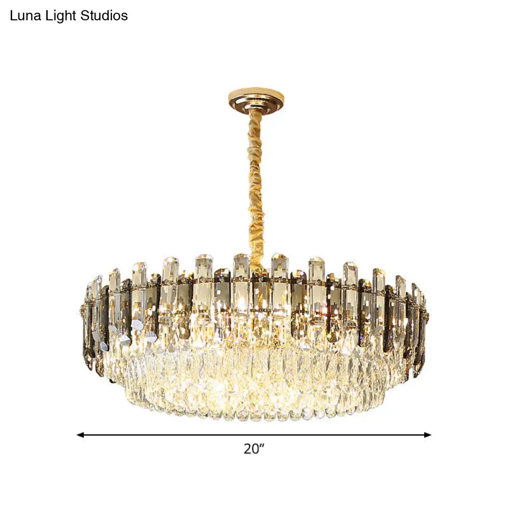 Modern Gold Finish Crystal Chandelier Light Fixture - 8/15/19 Bulbs Multi-Layer Pendant Lighting