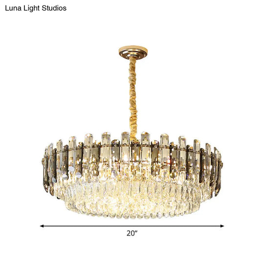 Modern Gold Finish Crystal Chandelier Light Fixture - 8/15/19 Bulbs Multi-Layer Pendant Lighting