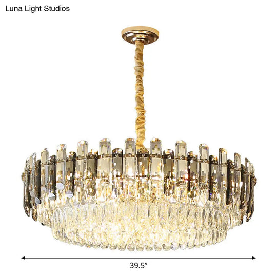 Modern Gold Finish Crystal Chandelier Light Fixture - 8/15/19 Bulbs Multi-Layer Pendant Lighting