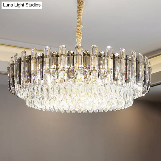 Modern Gold Finish Crystal Chandelier Light Fixture - 8/15/19 Bulbs Multi-Layer Pendant Lighting 8 /