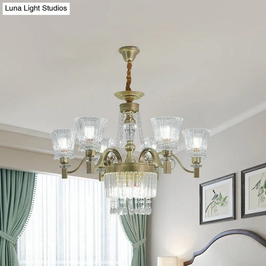 Modern Gold Crystal Chandelier - 6/9-Head Clear Pendant Lamp For Bedroom 9 /