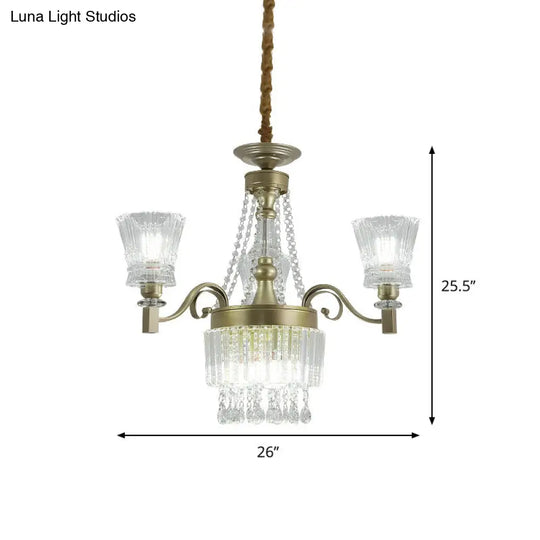 Modern Gold Crystal Chandelier - 6/9-Head Clear Pendant Lamp For Bedroom