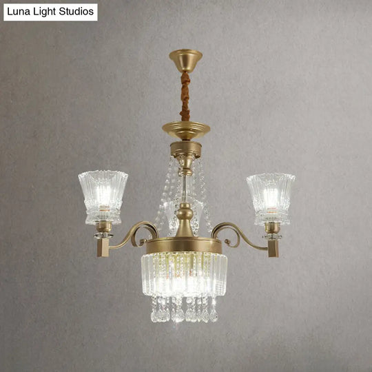 Modern Gold Crystal Chandelier - 6/9-Head Clear Pendant Lamp For Bedroom