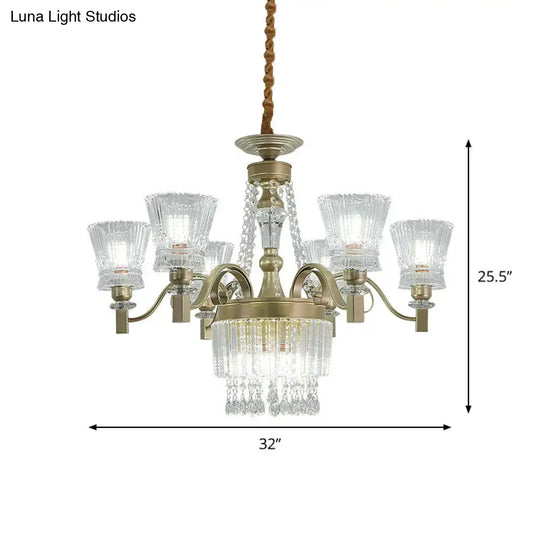 Modern Gold Crystal Chandelier - 6/9-Head Clear Pendant Lamp For Bedroom