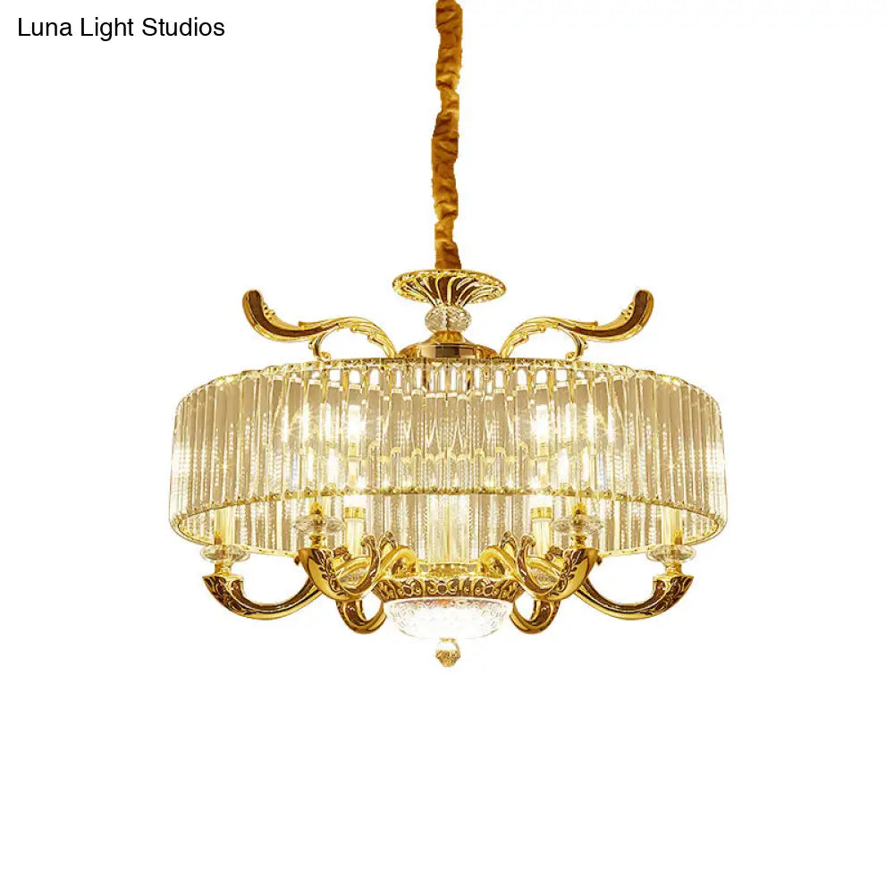 Modern Gold Crystal Circle Pendant Chandelier - 6/8 Lights Suspended Ceiling Lamp