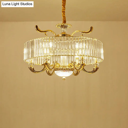 Modern Gold Crystal Circle Pendant Chandelier - 6/8 Lights Suspended Ceiling Lamp