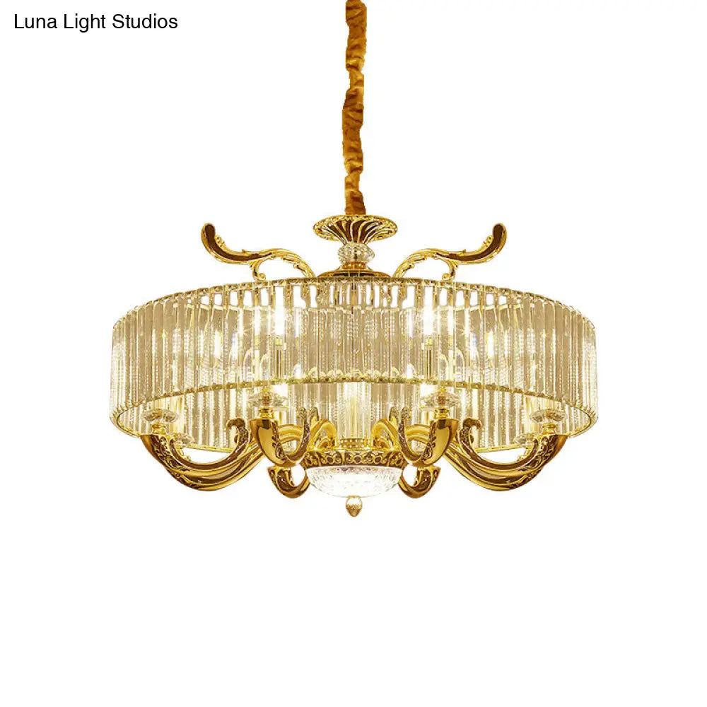 Modern Gold Crystal Circle Pendant Chandelier - 6/8 Lights Suspended Ceiling Lamp