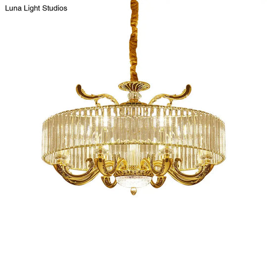 Modern Gold Crystal Circle Pendant Chandelier - 6/8 Lights Suspended Ceiling Lamp