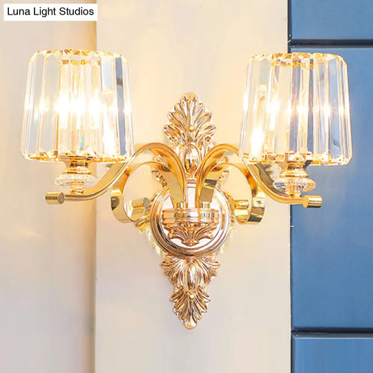 Gold Clear Crystal Cylinder Chandelier Pendant Lamp - Modern Lighting Fixture 2 /