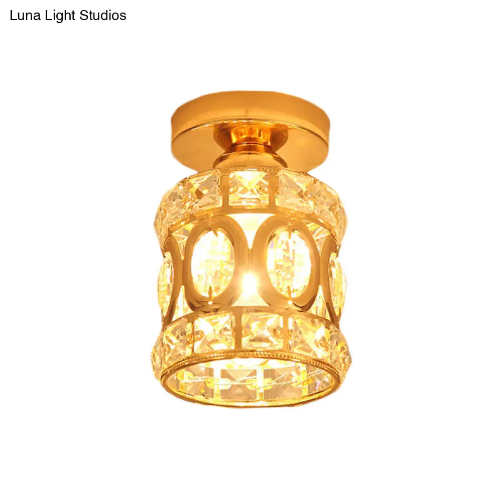 Modern Gold Crystal Flush Light For Corridors - Recessed 1 - Light Mount