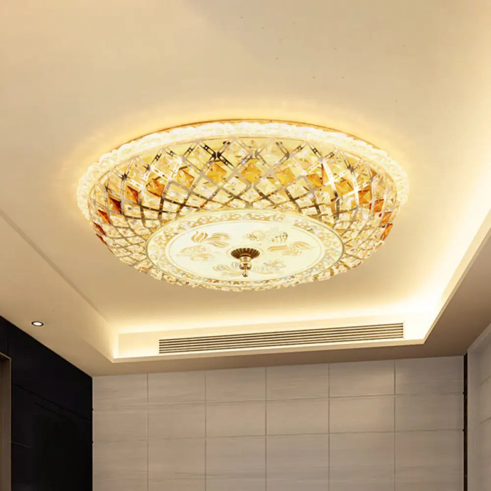 Modern Gold Crystal Led Bedroom Ceiling Flush Mount Lamp