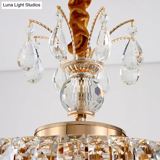 Modern Gold Crystal Led Chandelier Light Fixture For Dining Room - 12/18 Wide