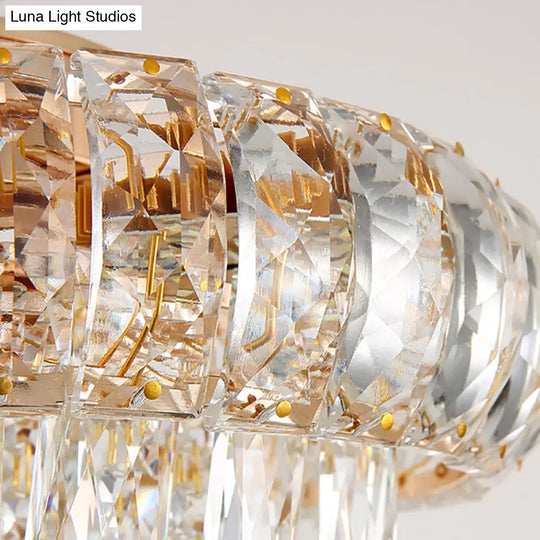 Modern Gold Crystal Led Chandelier Light Fixture For Dining Room - 12/18 Wide