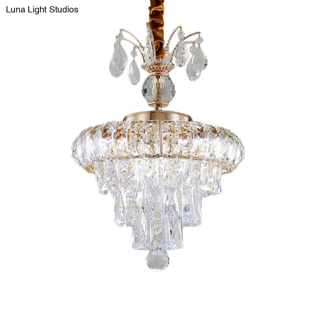 Modern Gold Crystal Led Chandelier Light Fixture For Dining Room - 12/18 Wide