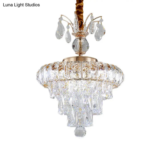 Modern Gold Crystal Led Chandelier Light Fixture For Dining Room - 12/18 Wide