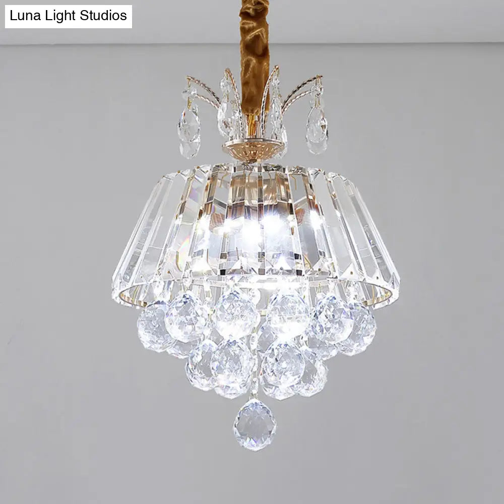 Modern Gold Crystal Led Chandelier Light Fixture For Dining Room - 12/18 Wide