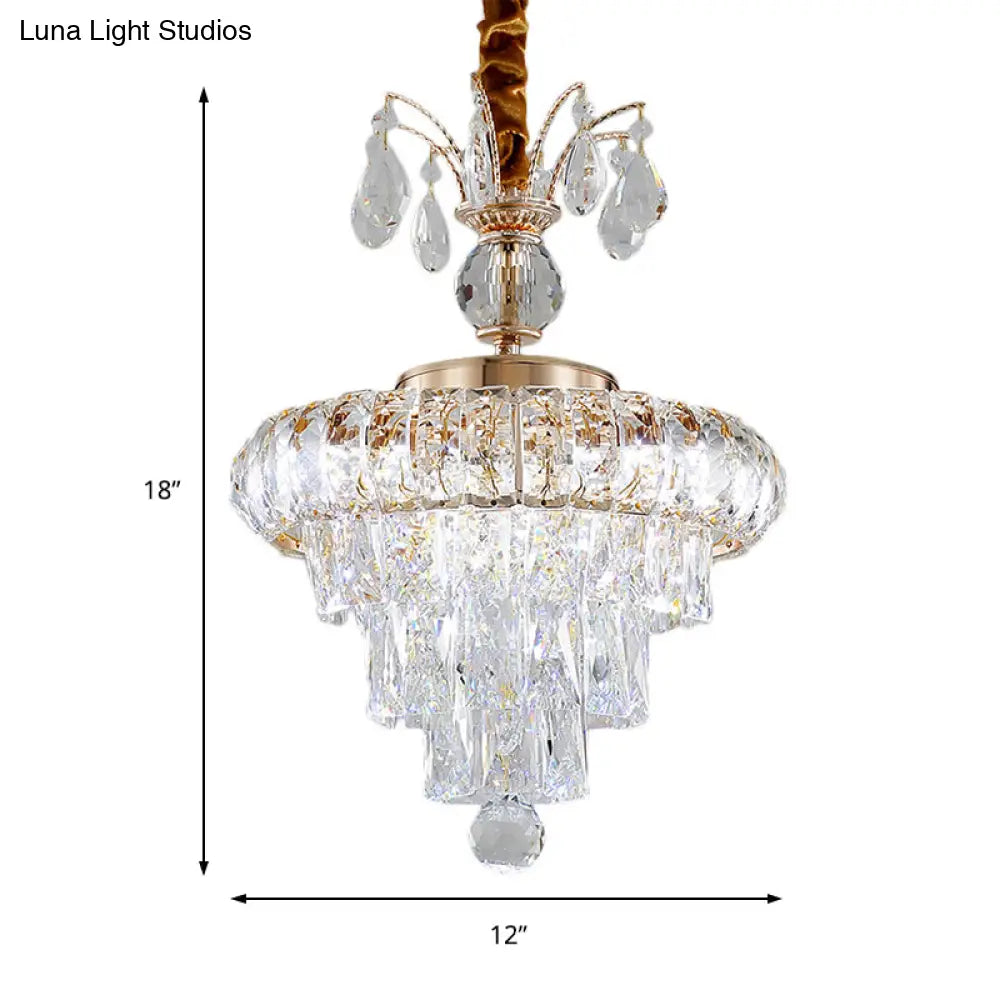 Modern Gold Crystal Led Chandelier Light Fixture For Dining Room - 12/18 Wide