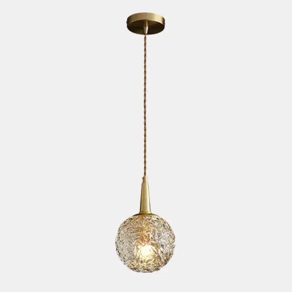 Modern Gold Crystal Pendant Ceiling Light Spherical Suspension Lamp