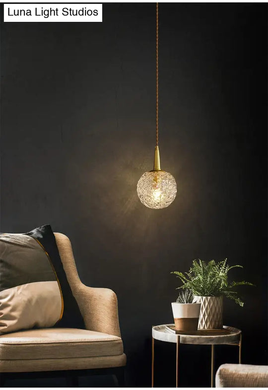 Modern Gold Crystal Pendant Ceiling Light Spherical Suspension Lamp