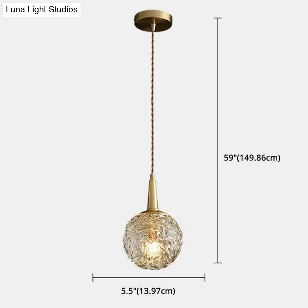 Modern Gold Crystal Pendant Ceiling Light Spherical Suspension Lamp