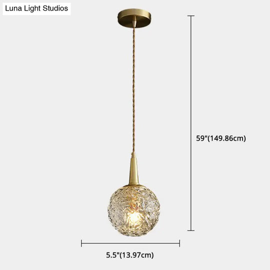 Modern Gold Crystal Pendant Ceiling Light Spherical Suspension Lamp