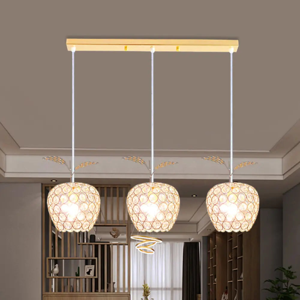 Modern Gold Crystal Pendant Cluster With Apple-Inspired Design - Perfect For Restaurant Ceilings