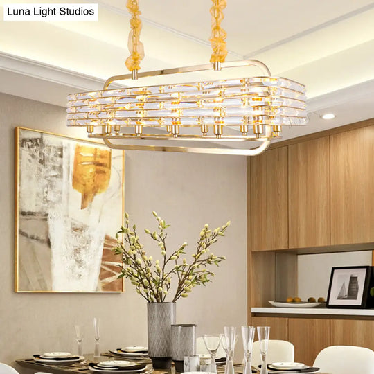 Modern Gold Crystal Pendant Light Fixture With 8 Heads For Living Room