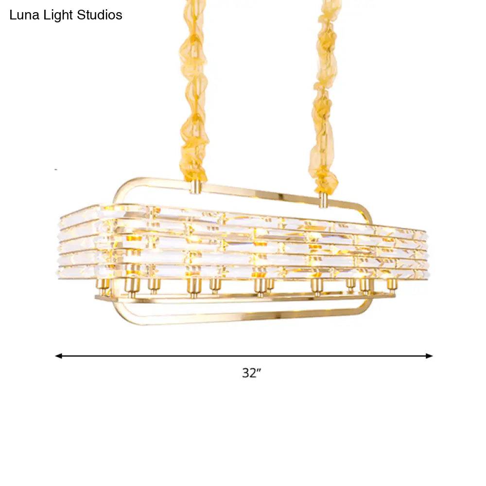 Modern Gold Crystal Pendant Light Fixture With 8 Heads For Living Room