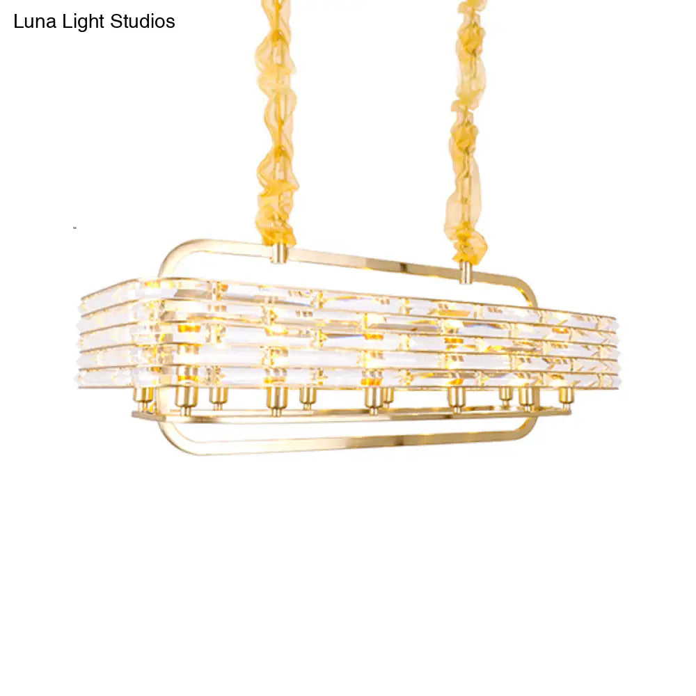 Modern Gold Crystal Pendant Light Fixture With 8 Heads For Living Room