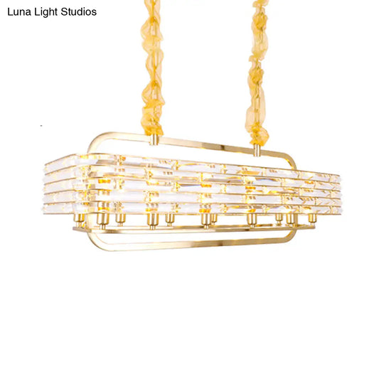 Modern Gold Crystal Pendant Light Fixture With 8 Heads For Living Room