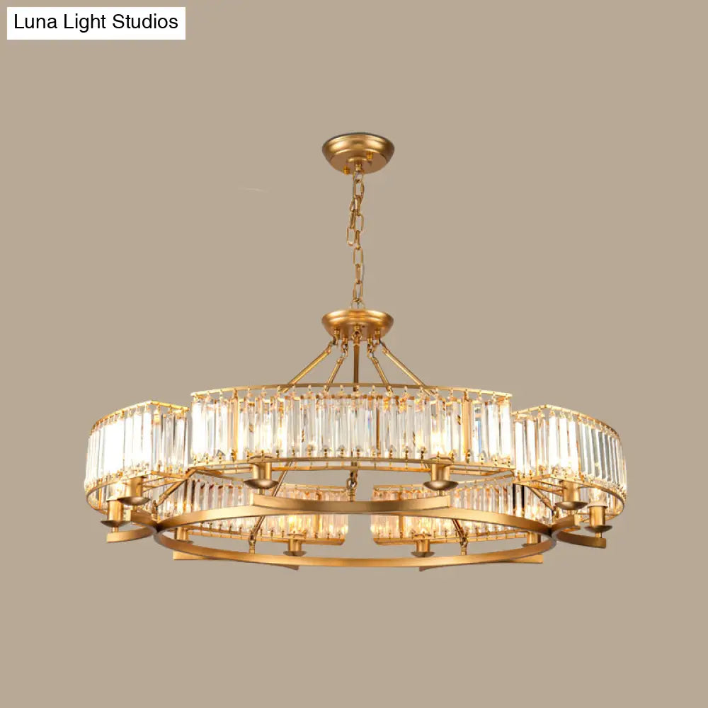 Modern Gold Crystal Prism Chandelier Pendant Light - 6/8/10 Bulb Dining Room Hanging Lamp