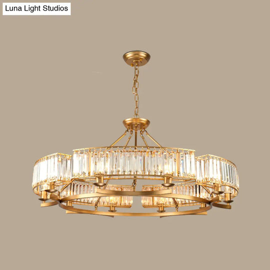 Modern Gold Crystal Prism Chandelier Pendant Light - 6/8/10 Bulb Dining Room Hanging Lamp