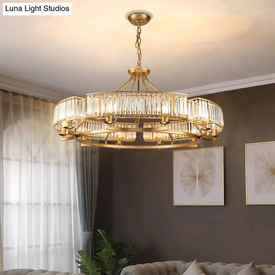 Modern Gold Crystal Prism Chandelier Pendant Light - 6/8/10 Bulb Dining Room Hanging Lamp