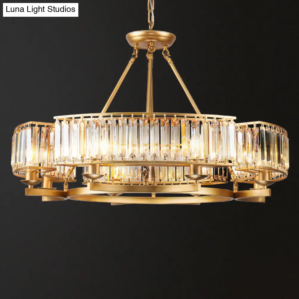 Modern Gold Crystal Prism Chandelier Pendant Light - 6/8/10 Bulb Dining Room Hanging Lamp