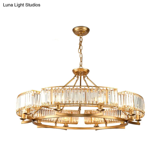 Modern Gold Crystal Prism Chandelier Pendant Light - 6/8/10 Bulb Dining Room Hanging Lamp