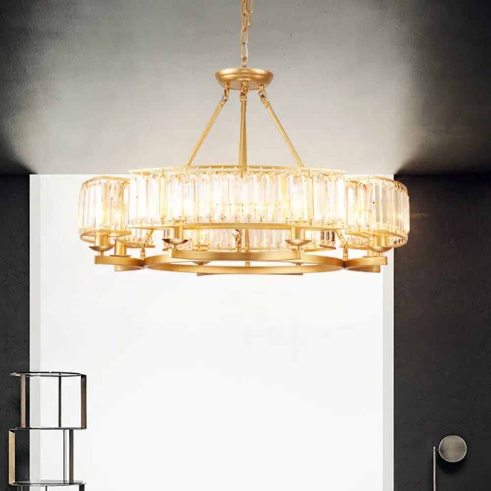 Modern Gold Crystal Prism Chandelier Pendant Light - 6/8/10 Bulb Dining Room Hanging Lamp 8 / A