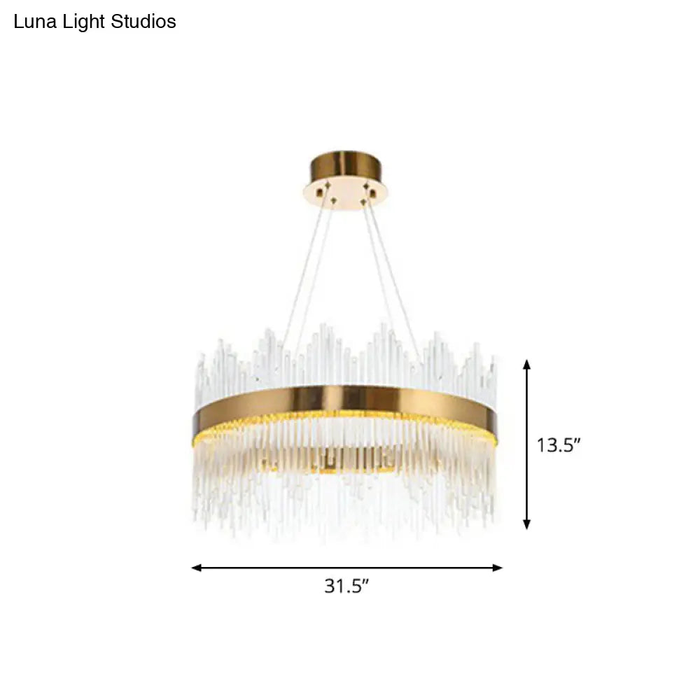 Modern Gold Crystal Rod Led Ceiling Chandelier For Living Room