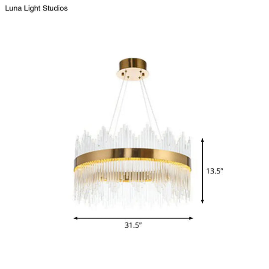 Modern Gold Crystal Rod Led Ceiling Chandelier For Living Room