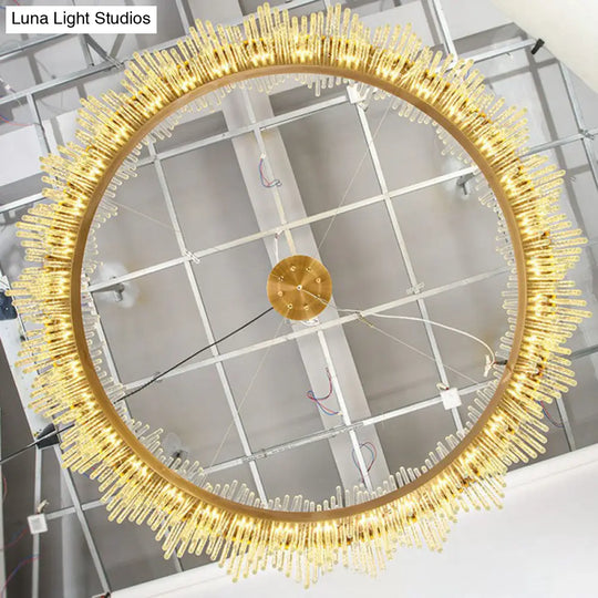 Modern Gold Crystal Rod Led Ceiling Chandelier For Living Room