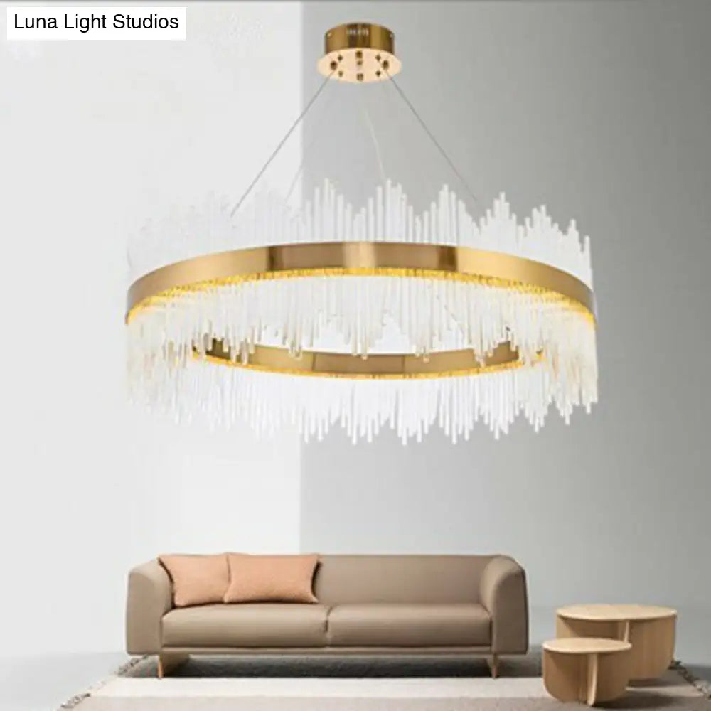 Modern Gold Led Crystal Chandelier Ceiling Light For Living Room