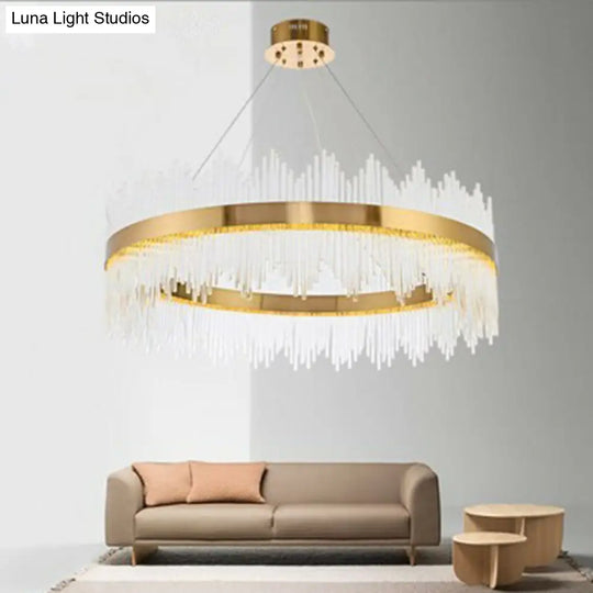 Modern Gold Led Crystal Chandelier Ceiling Light For Living Room